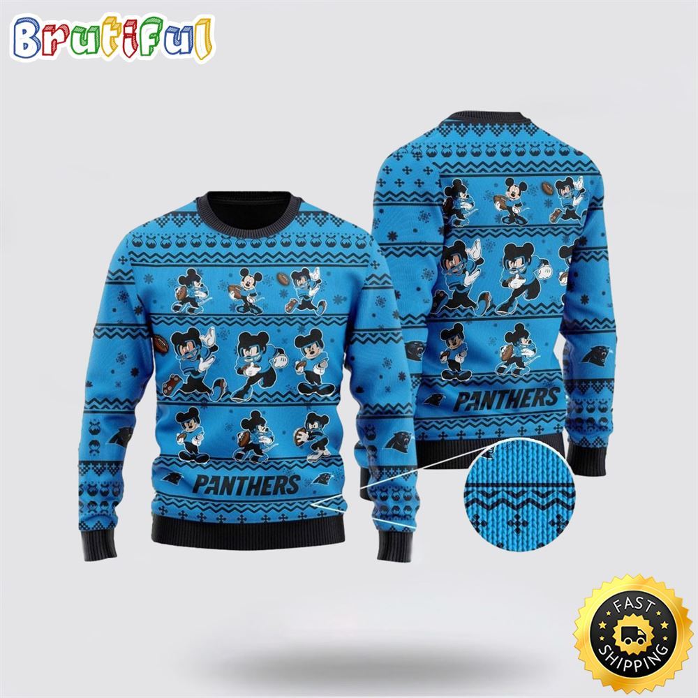Carolina Panthers Ugly Christmas Sweater Captain Mickey Mouse Perfect Gift For Football Fans