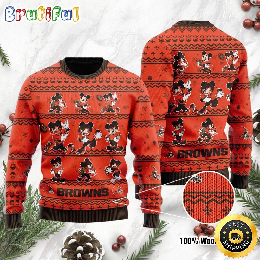 Cleveland Browns Ugly Christmas Sweater Captain Mickey Mouse Perfect Gift For Football Fans