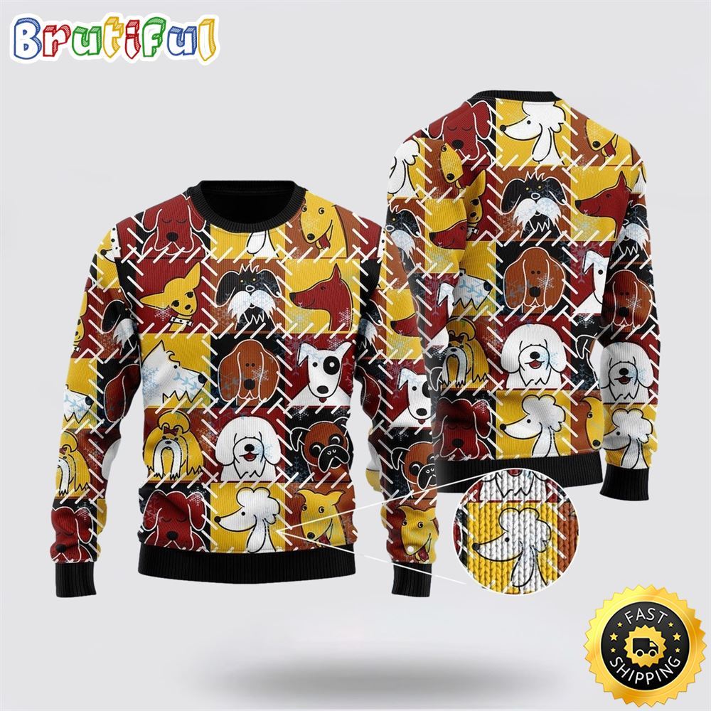 Funny Dog Sad Face Christmas Ugly Christmas Sweater Show Your Love For Your Furry Friend
