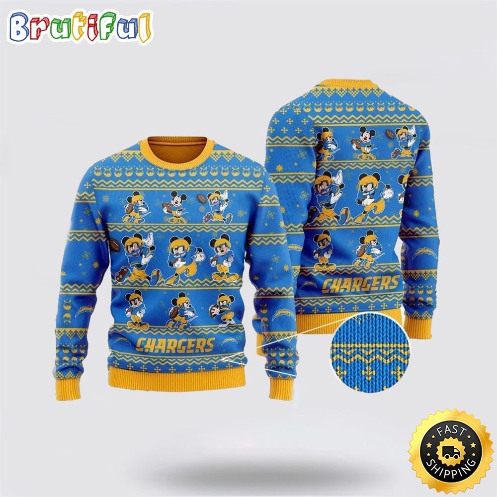 Los Angeles Chargers Ugly Christmas Sweater Captain Mickey Mouse Perfect Gift For Football Fans