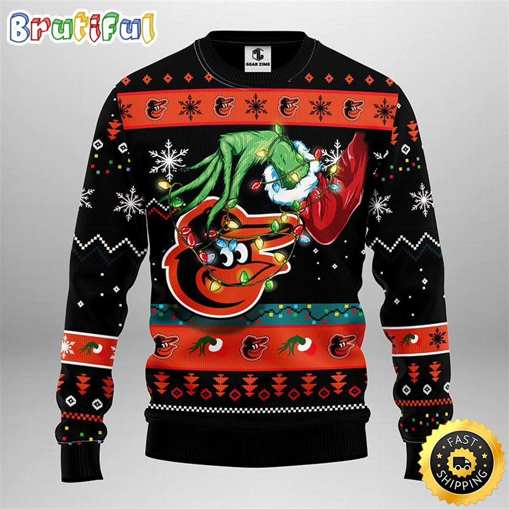 MLB Baltimore Orioles Christmas Ugly Sweater Grinch Gift For Baseball Fans