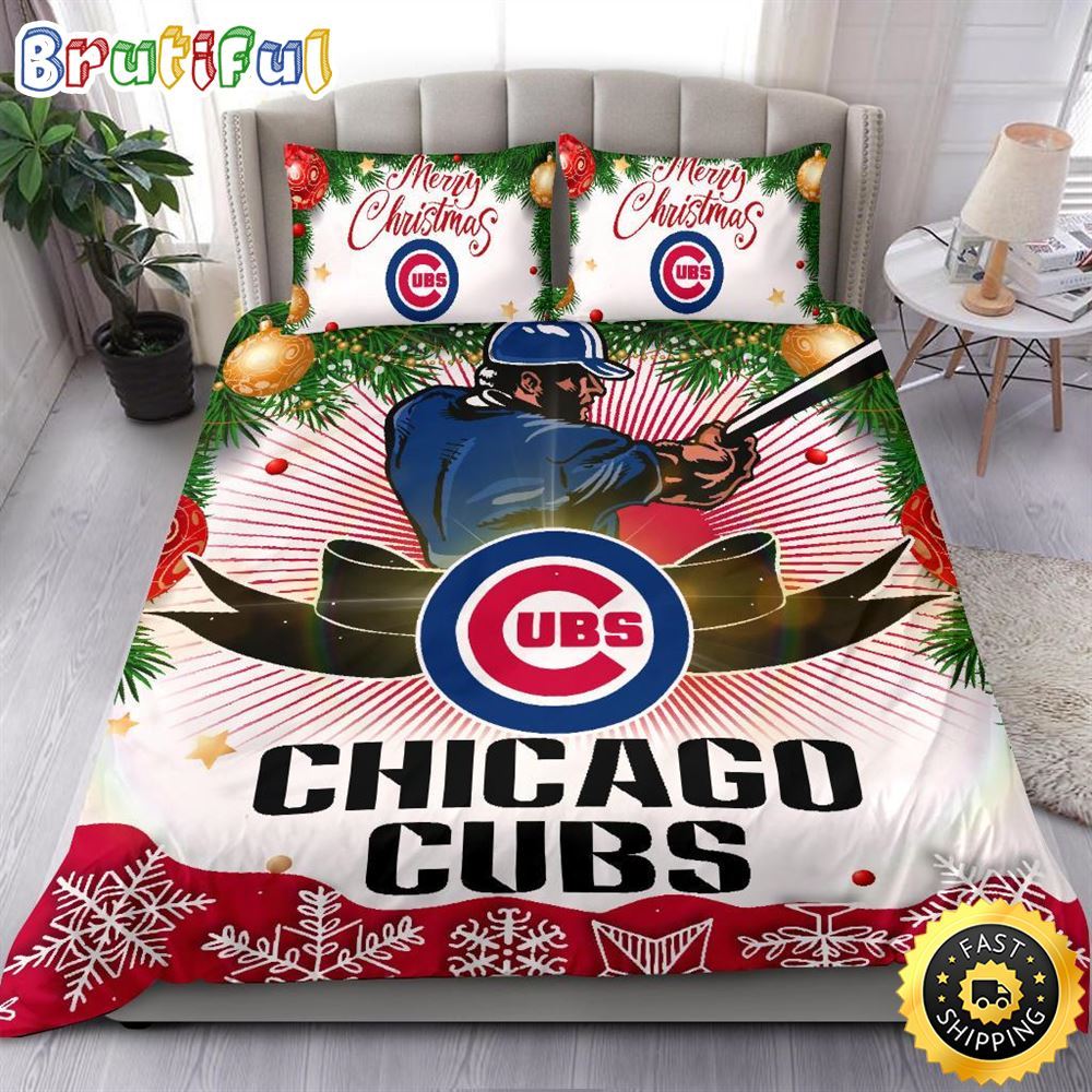 MLB Chicago Cubs Bedding Sets Merry Christmas Quilt Bedding Sets