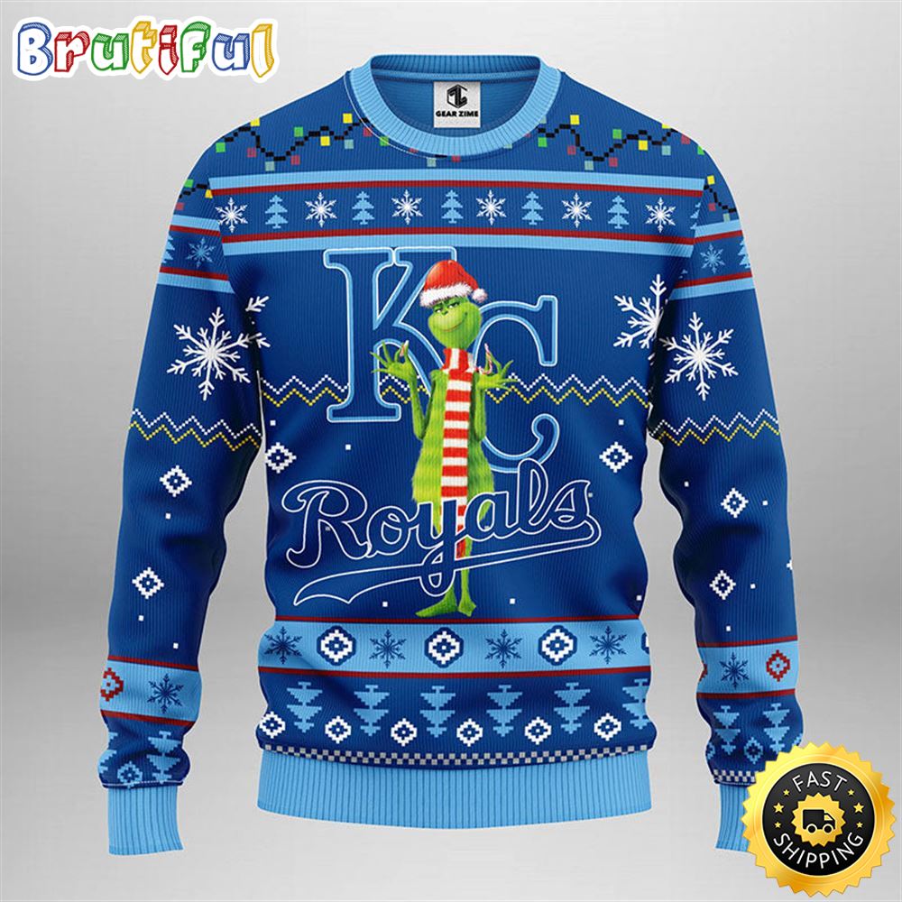 MLB Kansas City Royals Christmas Ugly Sweater Print Funny Grinch Gift For Baseball Fans