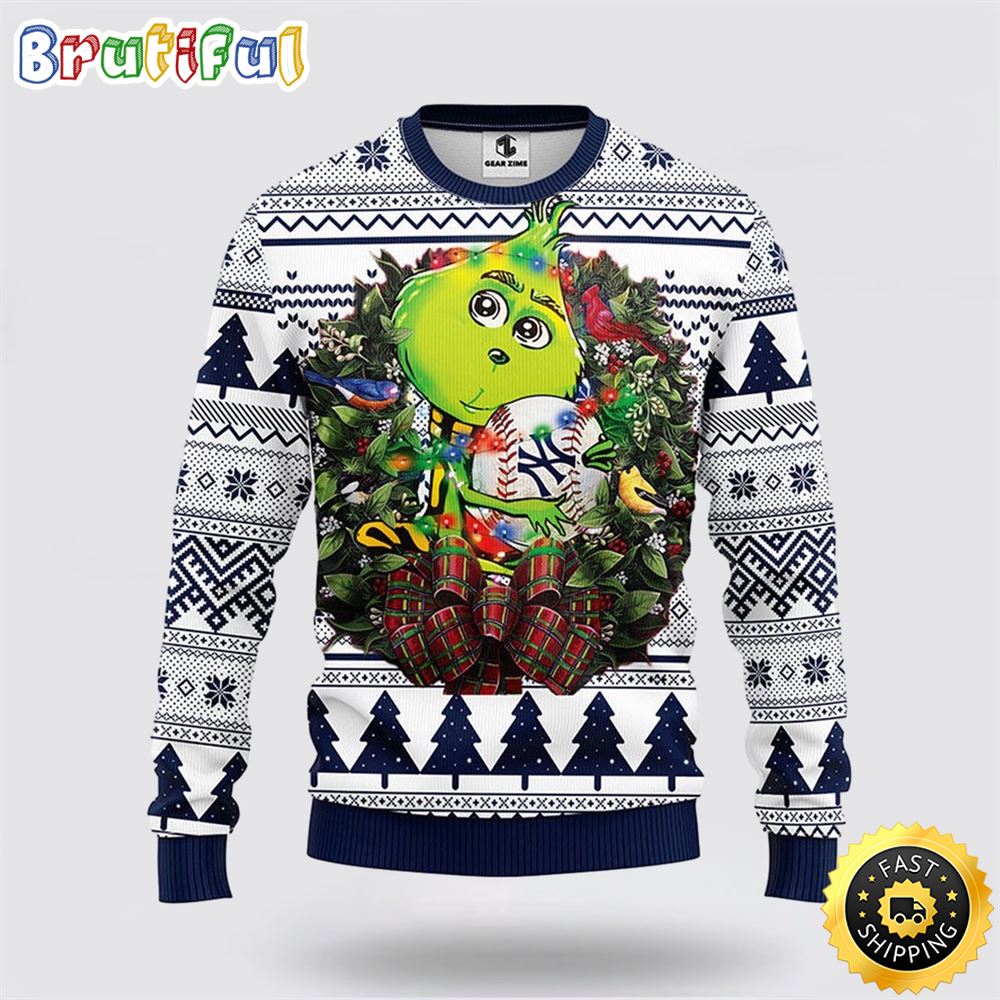 MLB New York Yankees Christmas Ugly Sweater Grinch Hug Xmas Day Gift For Baseball Fans