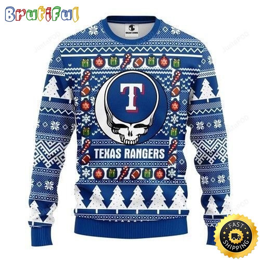 MLB Texas Rangers Ugly Christmas Sweater The Intelligence Of The Skull Unisex Sweater