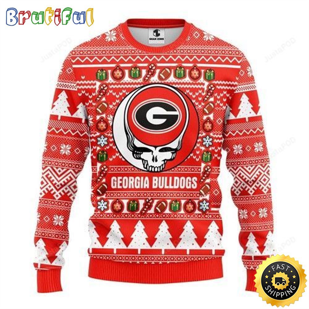NCAA Georgia Bulldogs Ugly Christmas Sweater The Intelligence Of The Skull Unisex Sweater