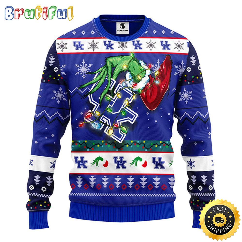 NCAA Kentucky Wildcats Christmas Ugly Sweater Grinch Gift For Football Fans