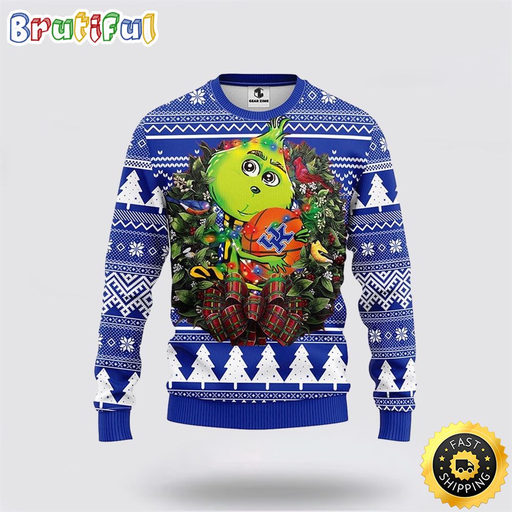 NCAA Kentucky Wildcats Christmas Ugly Sweater Grinch Hug Xmas Day Gift For Football Fans