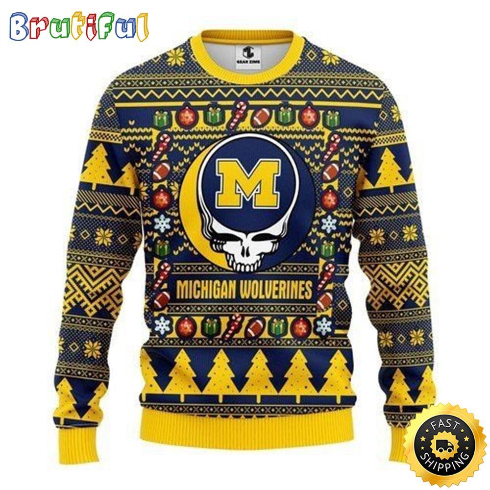 NCAA Michigan Wolverines Ugly Christmas Sweater The Intelligence Of The Skull Unisex Sweater