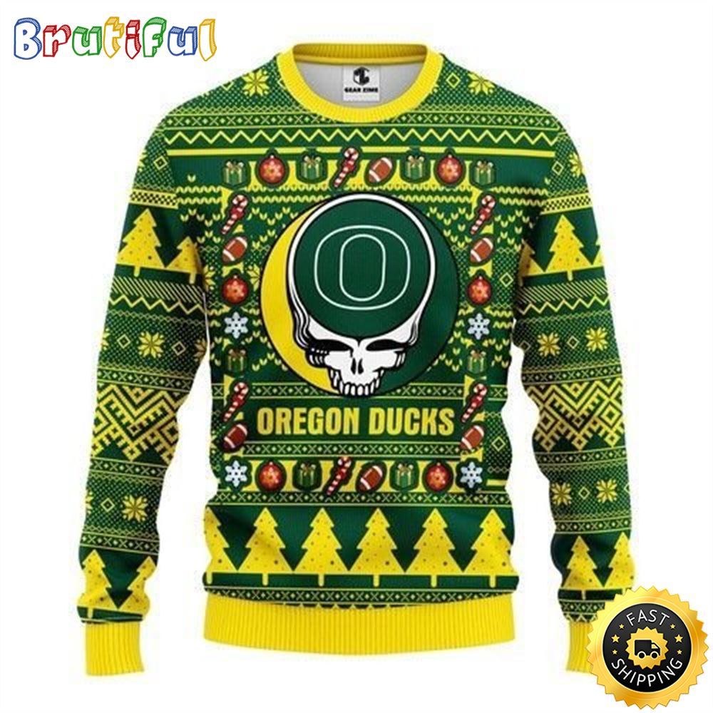 NCAA Oregon Ducks Ugly Christmas Sweater The Intelligence Of The Skull Unisex Sweater