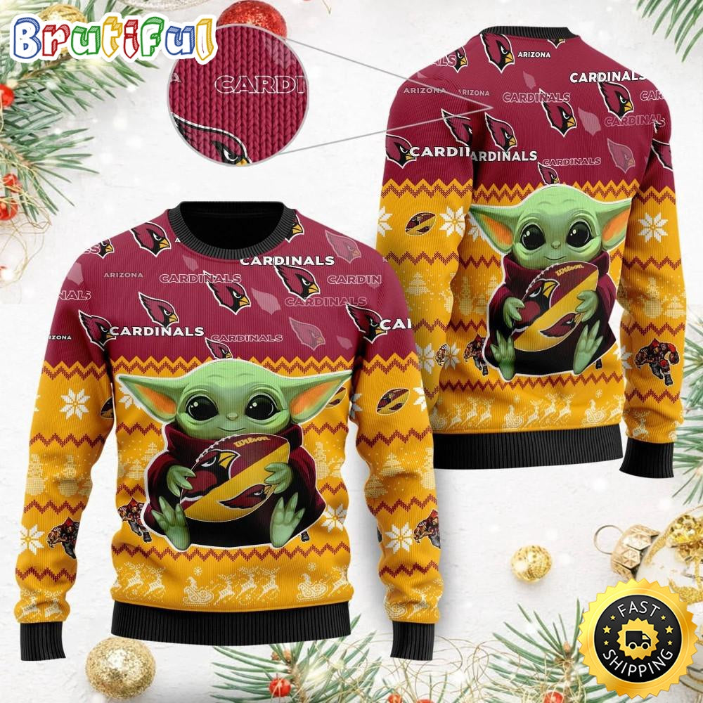 NFL Arizona Cardinals Ugly Christmas Sweater Baby Yoda Print Shirts
