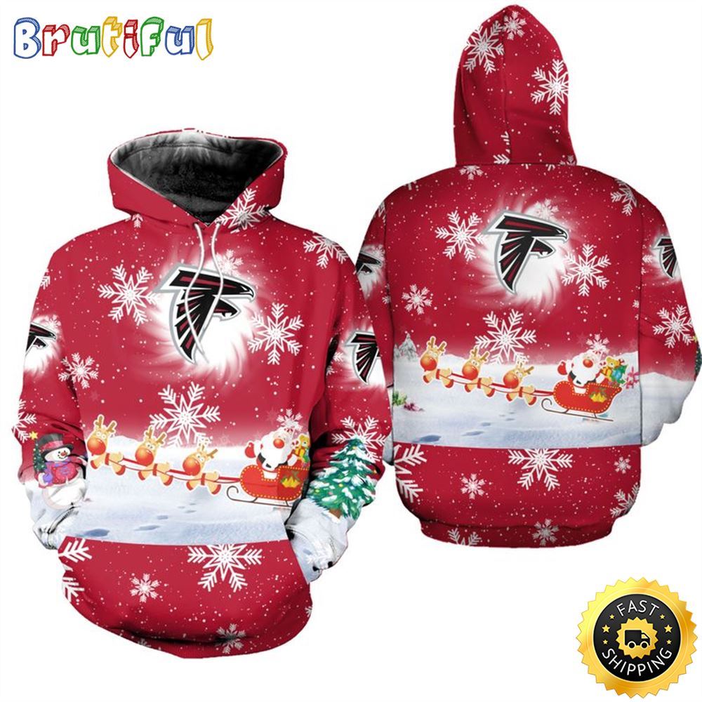 NFL Atlanta Falcons Christmas Santa Claus Is Coming All Over Print 3D Hoodie Unisex Hoodie