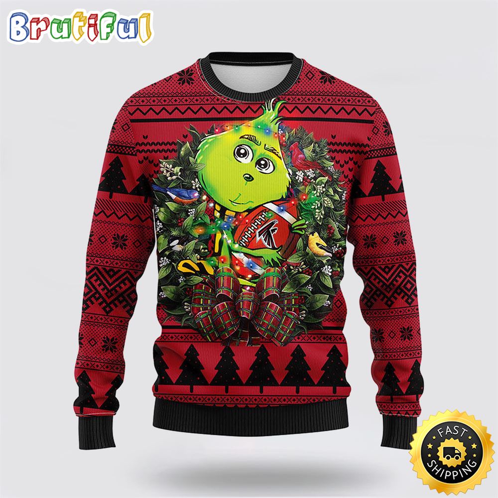 NFL Atlanta Falcons Ugly Sweater Grinch Hug Ugly Christmas Sweater