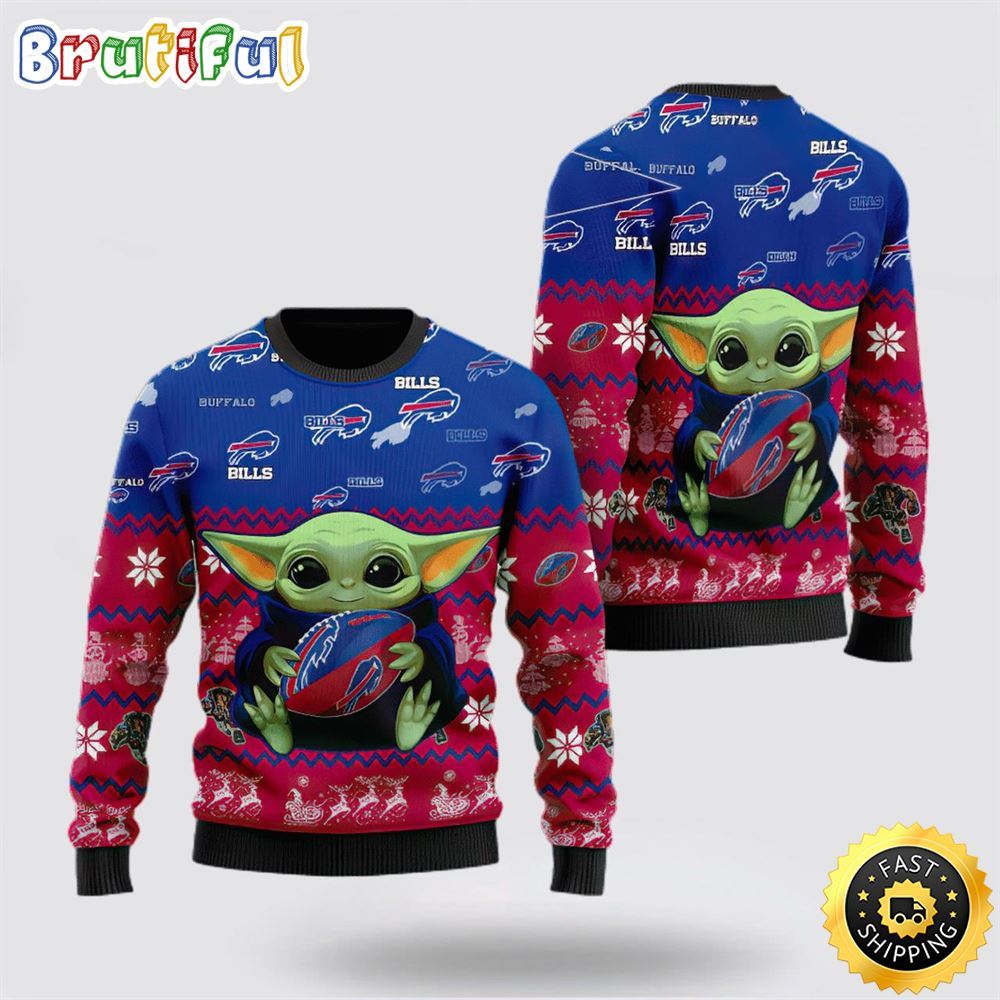 NFL Buffalo Bills Ugly Christmas Sweater Cute Baby Yoda Unisex Sweater