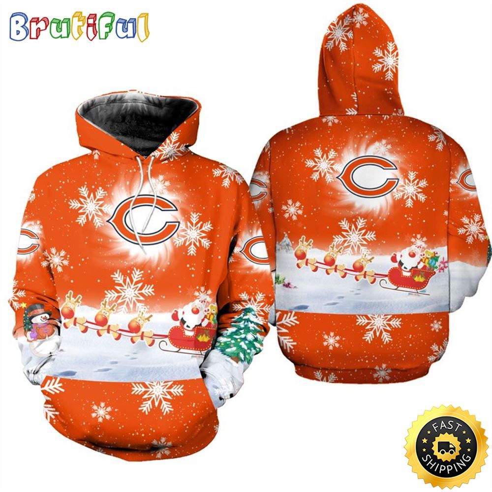 NFL Chicago Bears Christmas Santa Claus Is Coming All Over Print 3D Hoodie Unisex Hoodie