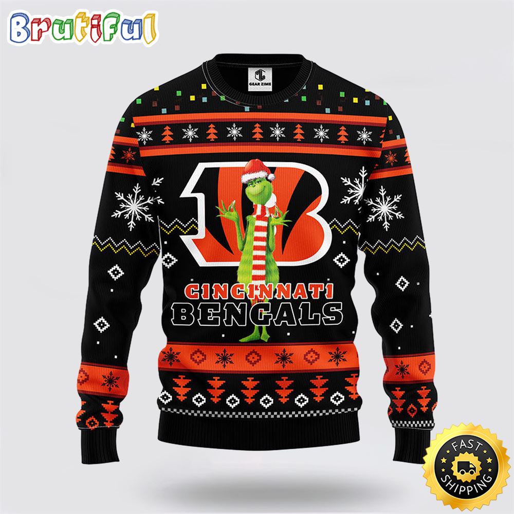 NFL Cincinnati Bengals Ugly Sweater Funny Grinch Ugly Christmas Sweater