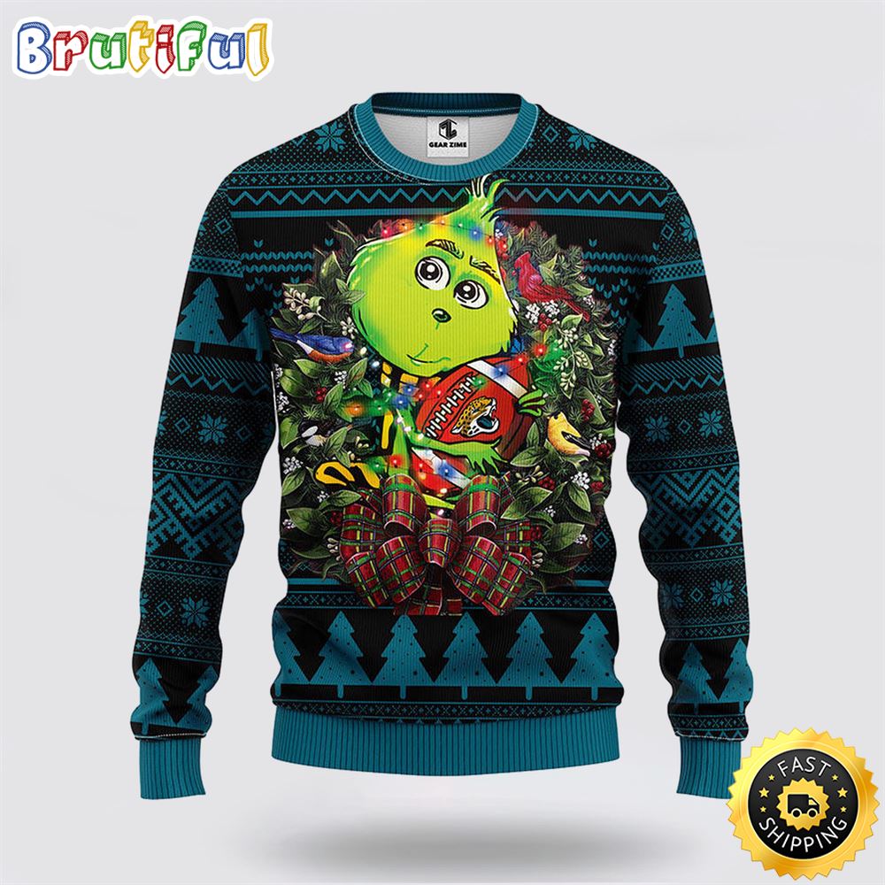 NFL Jacksonville Jaguars Ugly Sweater Grinch Hug Ugly Christmas Sweater