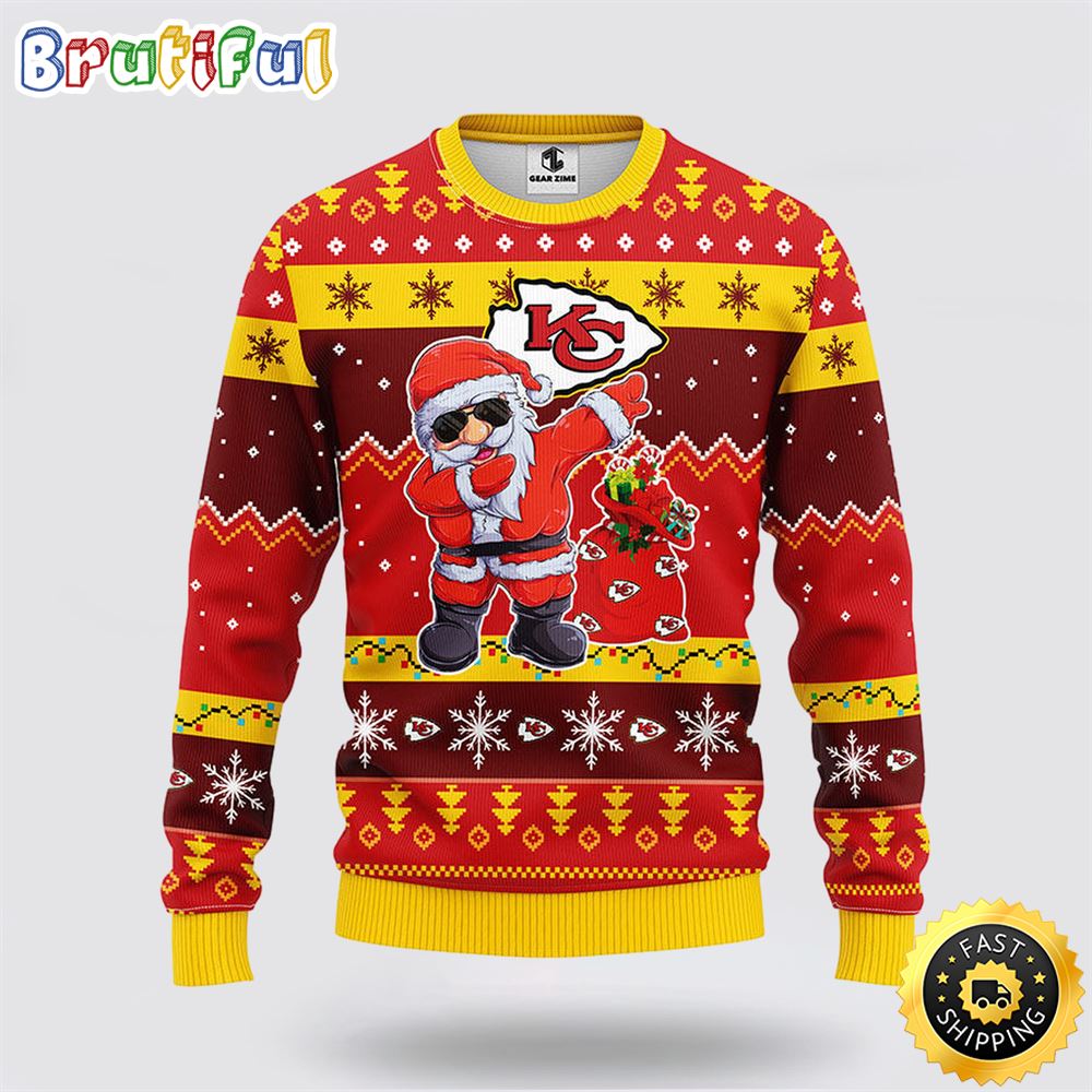 NFL Kansas City Chiefs Ugly Sweater Santa Claus Ugly Christmas Sweater