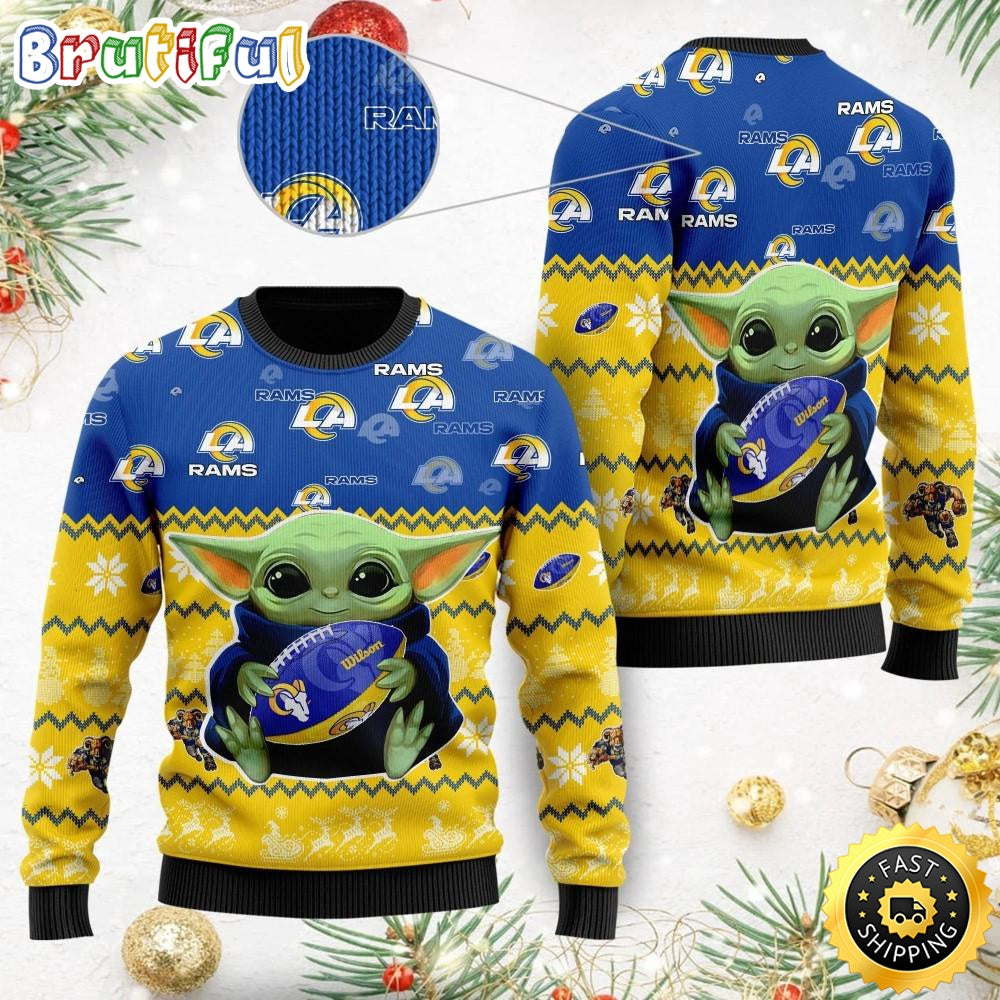 NFL Los Angeles Rams Ugly Christmas Sweater Baby Yoda Print Shirts