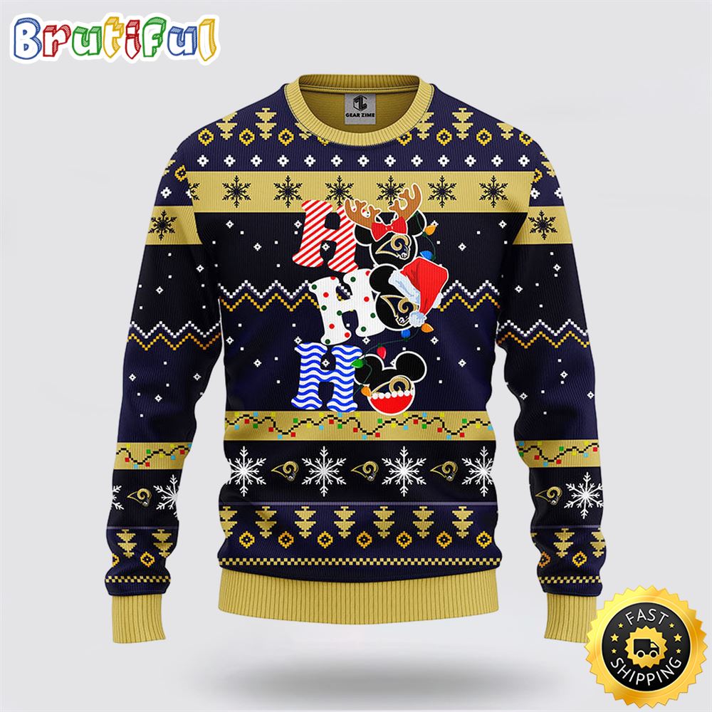 NFL Los Angeles Rams Ugly Sweater HoHoHo Mickey Ugly Christmas Sweater
