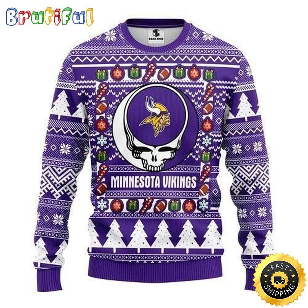 NFL Minnesota Vikings Ugly Christmas Sweater The Intelligence Of The Skull Unisex Sweater
