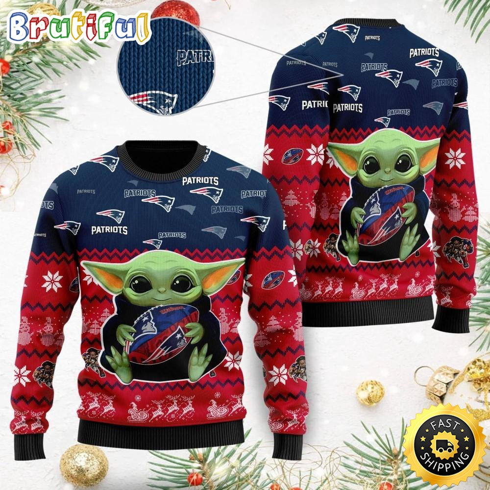 NFL New England Patriots Ugly Christmas Sweater Baby Yoda Print Shirts