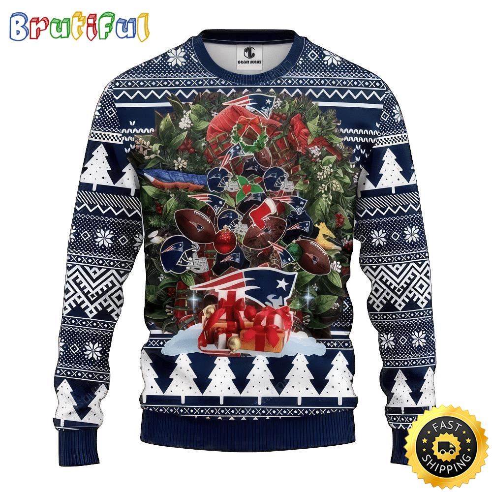 NFL New England Patriots Ugly Christmas Sweater Tree Christmas Unisex Sweater