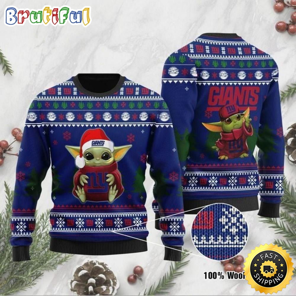NFL New York Giants Ugly Christmas Sweater Baby Yoda 3D Sweater