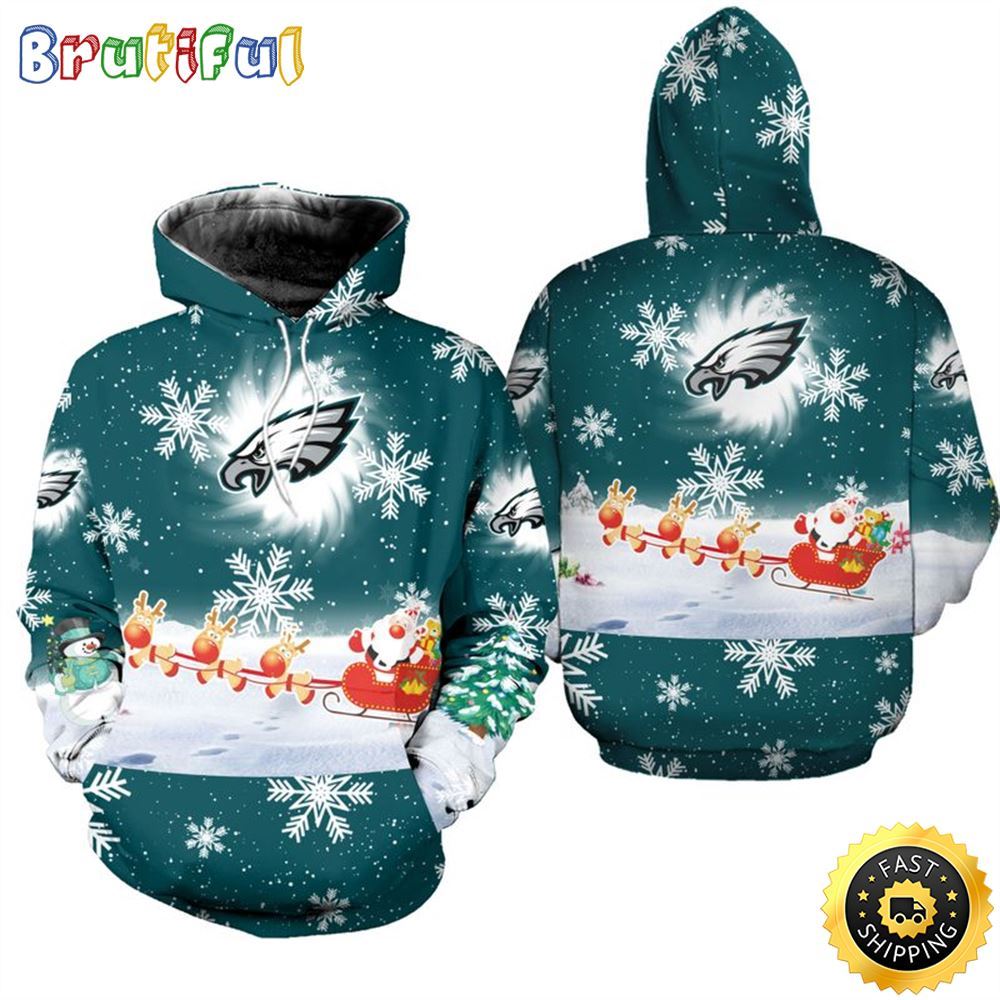 NFL Philadelphia Eagles Christmas Santa Claus Is Coming All Over Print 3D Hoodie Unisex Hoodie