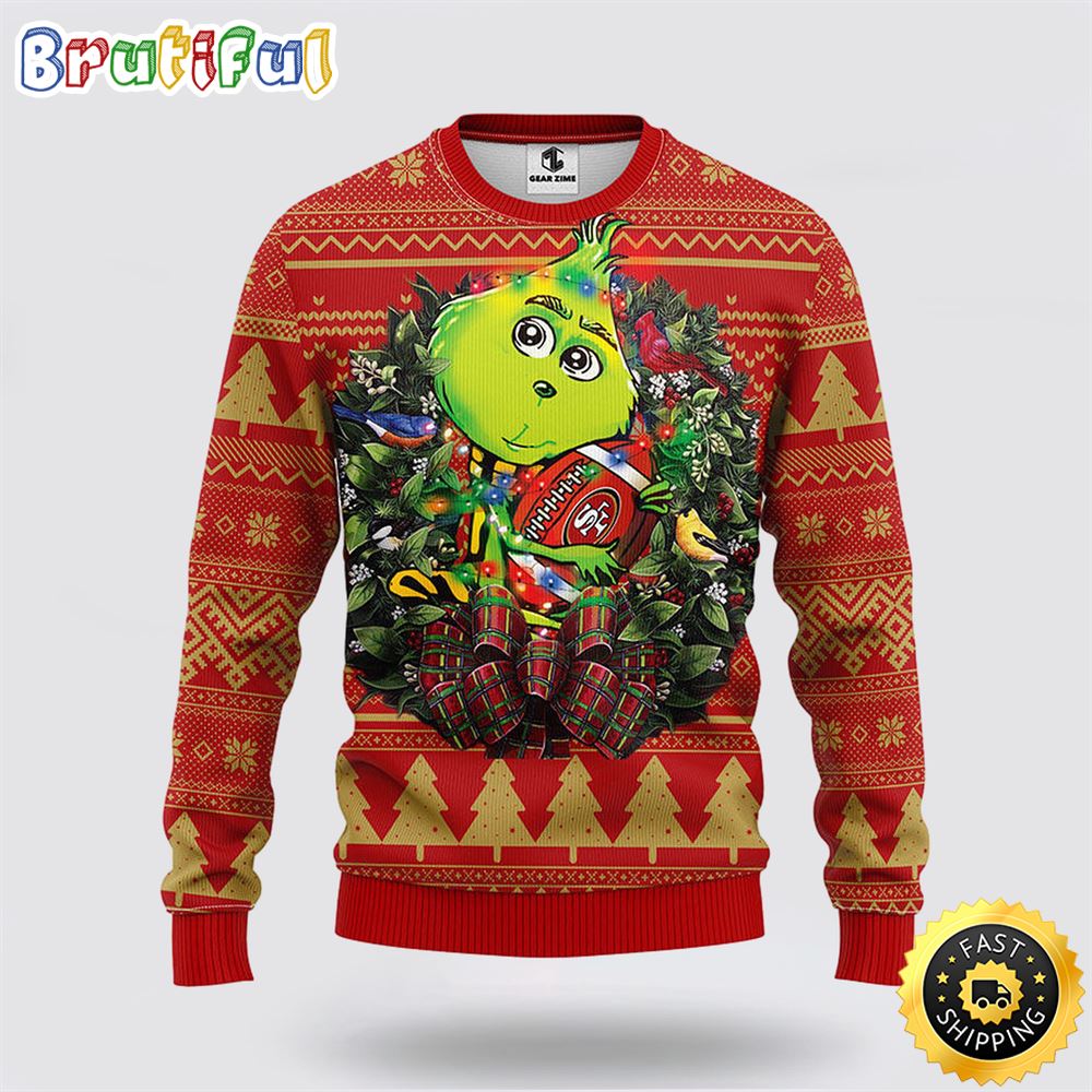 NFL San Francisco 49ers Ugly Sweater Grinch Hug Ugly Christmas Sweater
