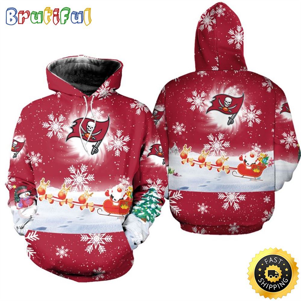 NFL Tampa Bay Buccaneers Christmas Santa Claus Is Coming All Over Print 3D Hoodie Unisex Hoodie