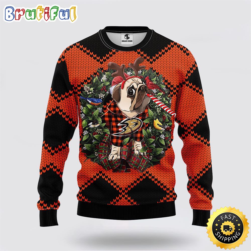 NHL Anaheim Ducks Ugly Sweater Pub Dog Ugly Christmas Sweater