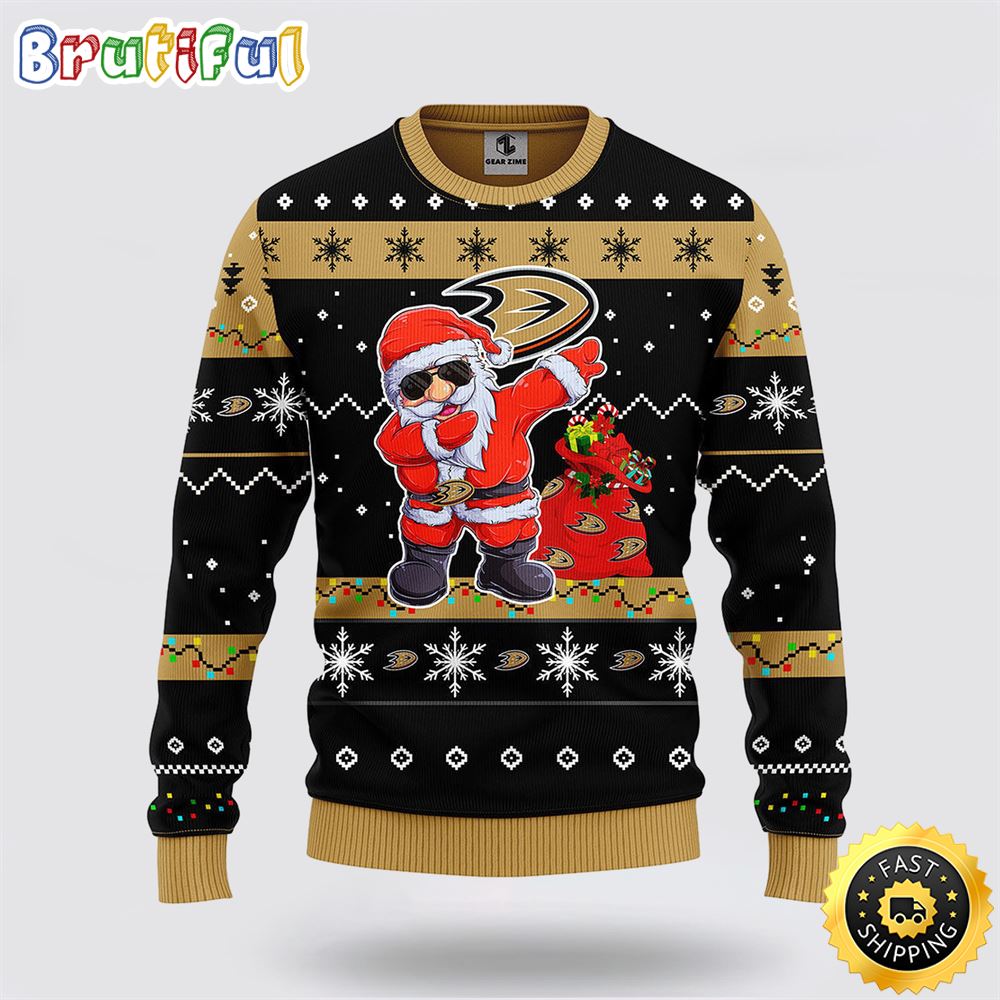NHL Anaheim Ducks Ugly Sweater Santa Claus Ugly Christmas Sweater