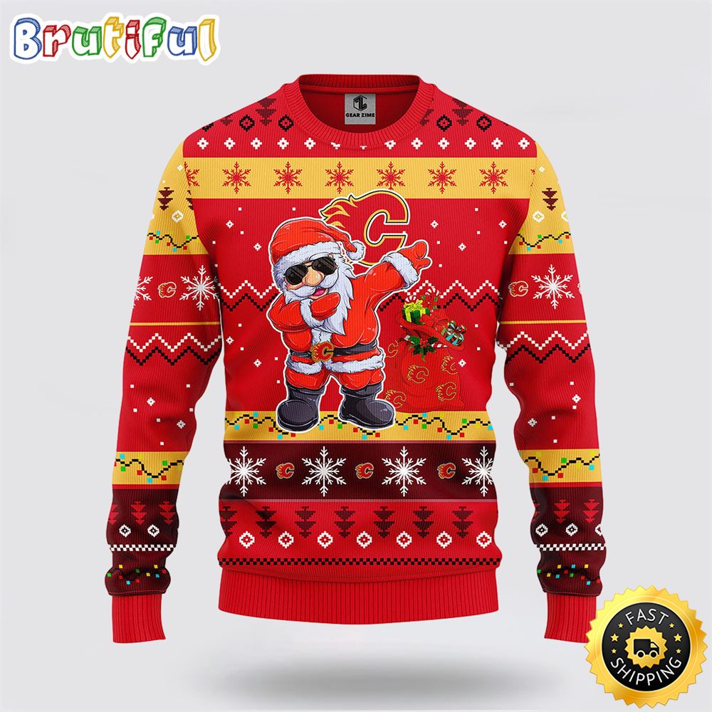 NHL Calgary Flames Ugly Sweater Santa Claus Ugly Christmas Sweater