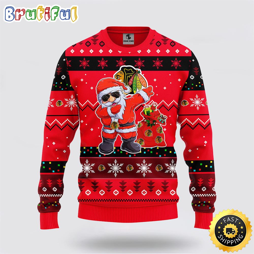 NHL Chicago Blackhawks Ugly Sweater Santa Claus Ugly Christmas Sweater