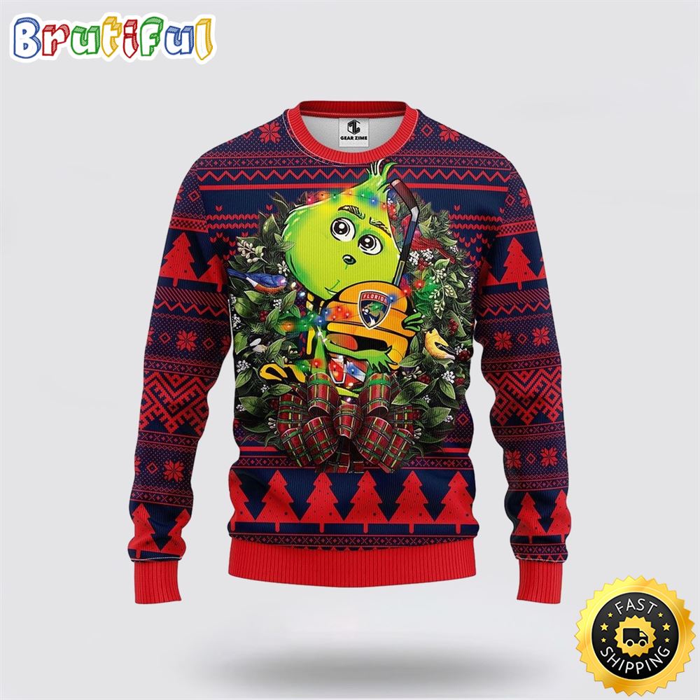NHL Florida Panthers Christmas Ugly Sweater Grinch Hug Xmas Gift For Hockey Fans