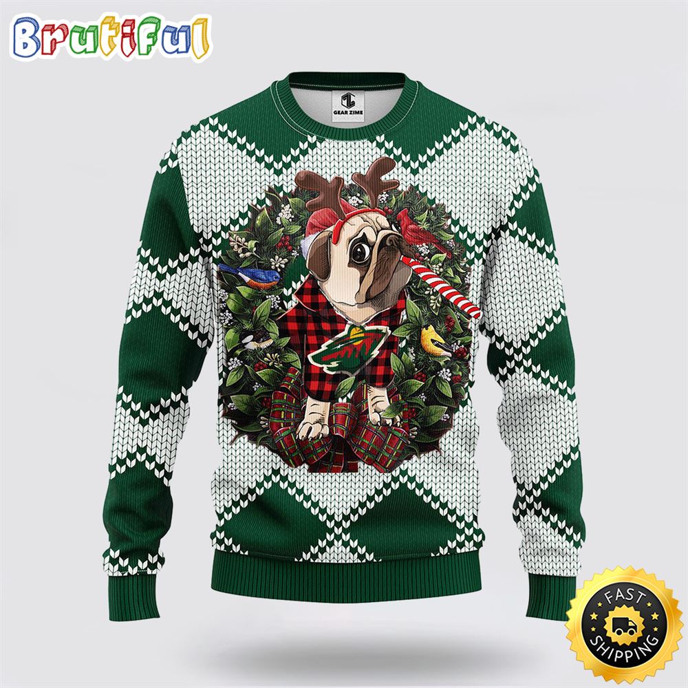 NHL Minnesota Wild Ugly Sweater Pub Dog Ugly Christmas Sweater