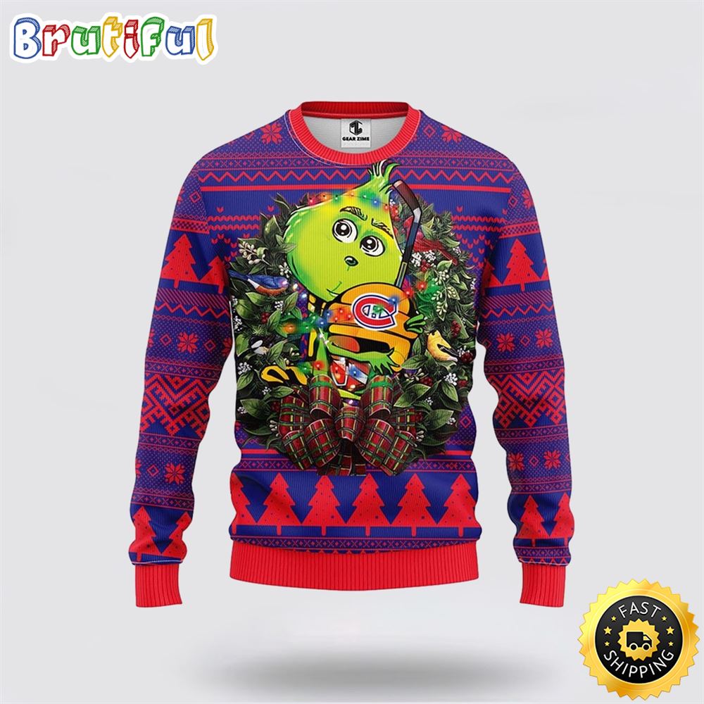 NHL Montreal Canadiens Christmas Ugly Sweater Grinch Hug Xmas Gift For Hockey Fans