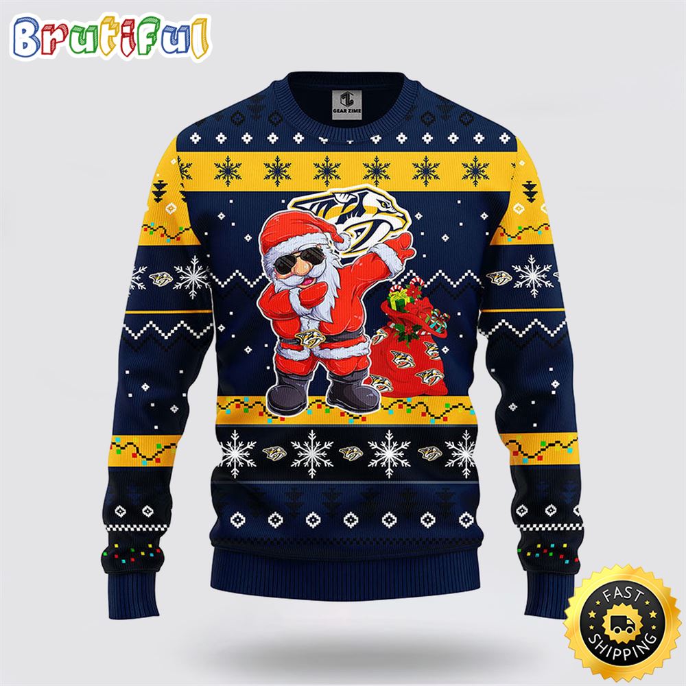 NHL Nashville Predators Ugly Sweater Santa Claus Ugly Christmas Sweater