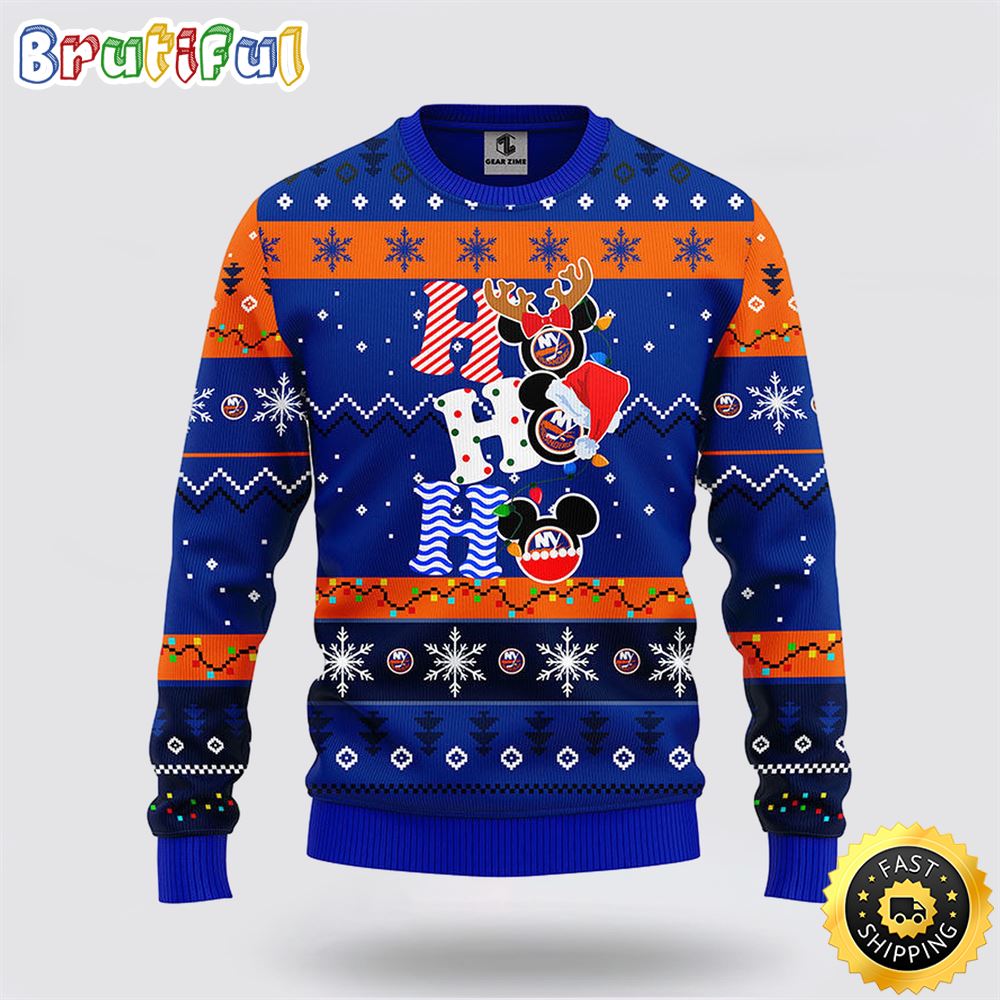 NHL New York Islanders Ugly Sweater Hohoho Mickey Ugly Christmas Sweater
