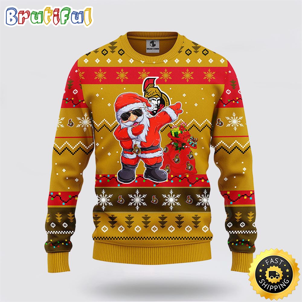 NHL Ottawa Senators Ugly Sweater Santa Claus Ugly Christmas Sweater