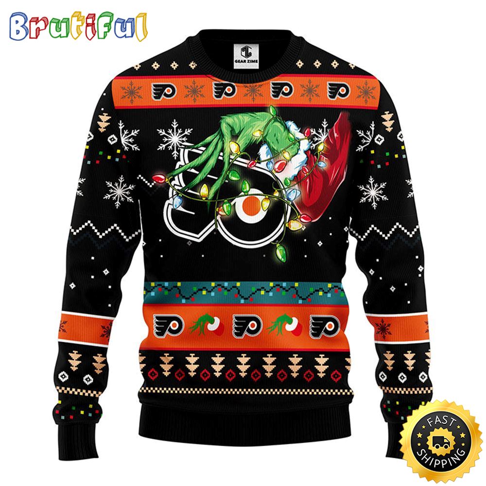 NHL Philadelphia Flyers Christmas Ugly Sweater Grinch Gift For Hockey Fans