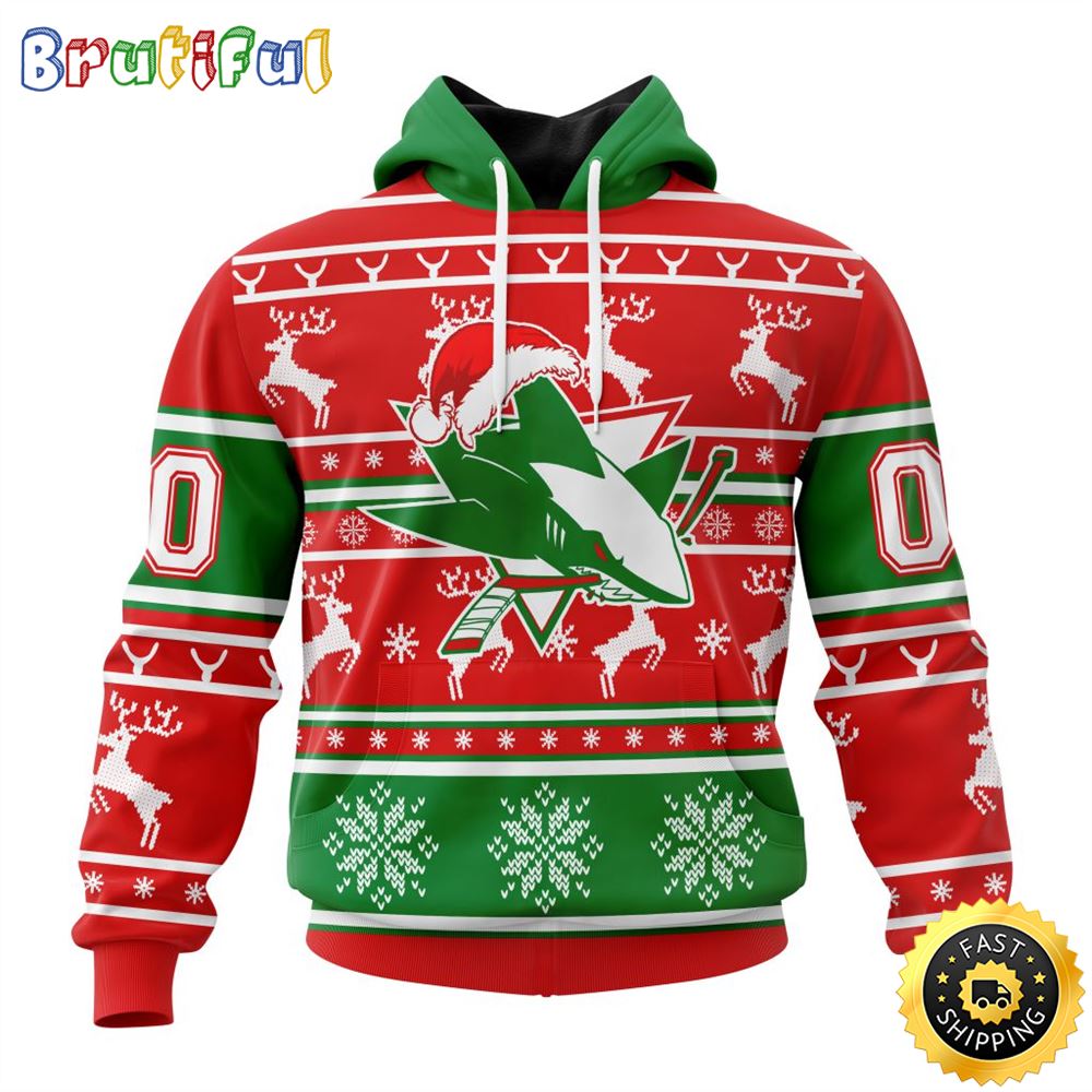 NHL San Jose Sharks Specialized Unisex Christmas Is Coming Santa Claus All Over Print 3D Hoodie Gift For Christmas Day