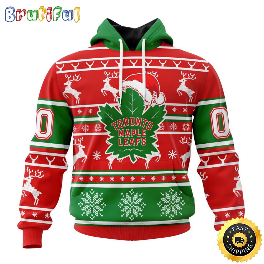 NHL Toronto Maple Leafs Specialized Unisex Christmas Is Coming Santa Claus All Over Print 3D Hoodie Gift For Christmas Day