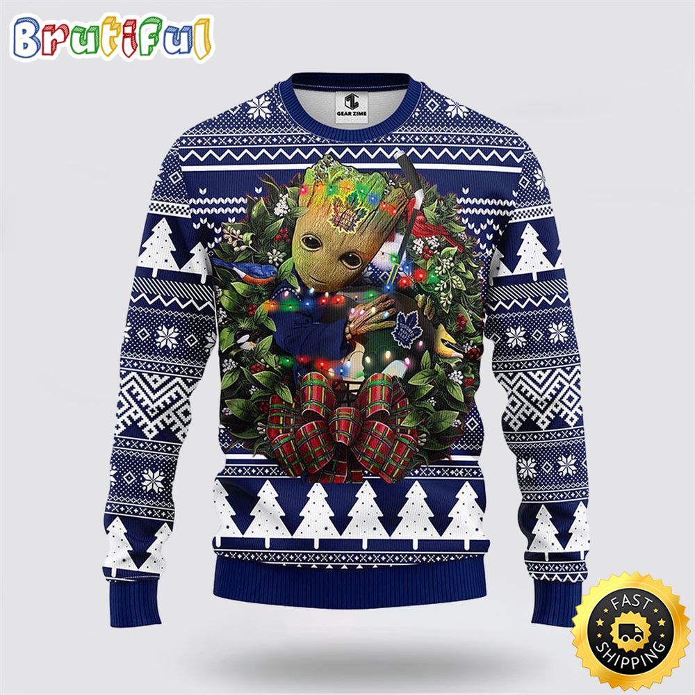 NHL Toronto Maple Leafs Ugly Sweater Groot Christmas Sweater
