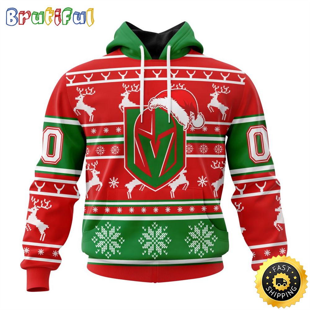 NHL Vegas Golden Knights Specialized Unisex Christmas Is Coming Santa Claus All Over Print 3D Hoodie Gift For Christmas Day