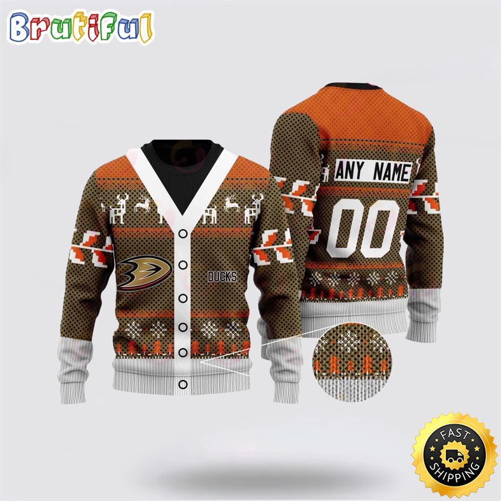 Personalized NHL Anaheim Ducks Elk Pattern Ugly Christmas Sweater Perfect Gift For Football Fans