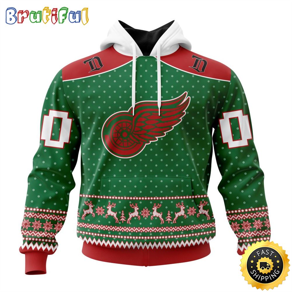 Personalized NHL Detroit Red Wings Special Ugly Christmas All Over Print 3D Hoodie Unisex Hoodie Tshirt Sweatshirt