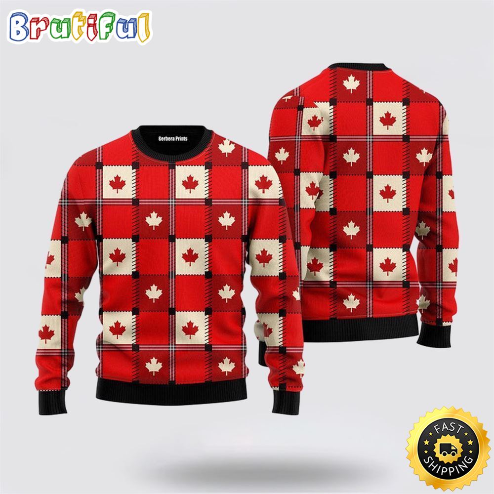 Red Maple Leaf Canada Day Ugly Christmas Sweater Christmas Gift For That Everyone Will Love