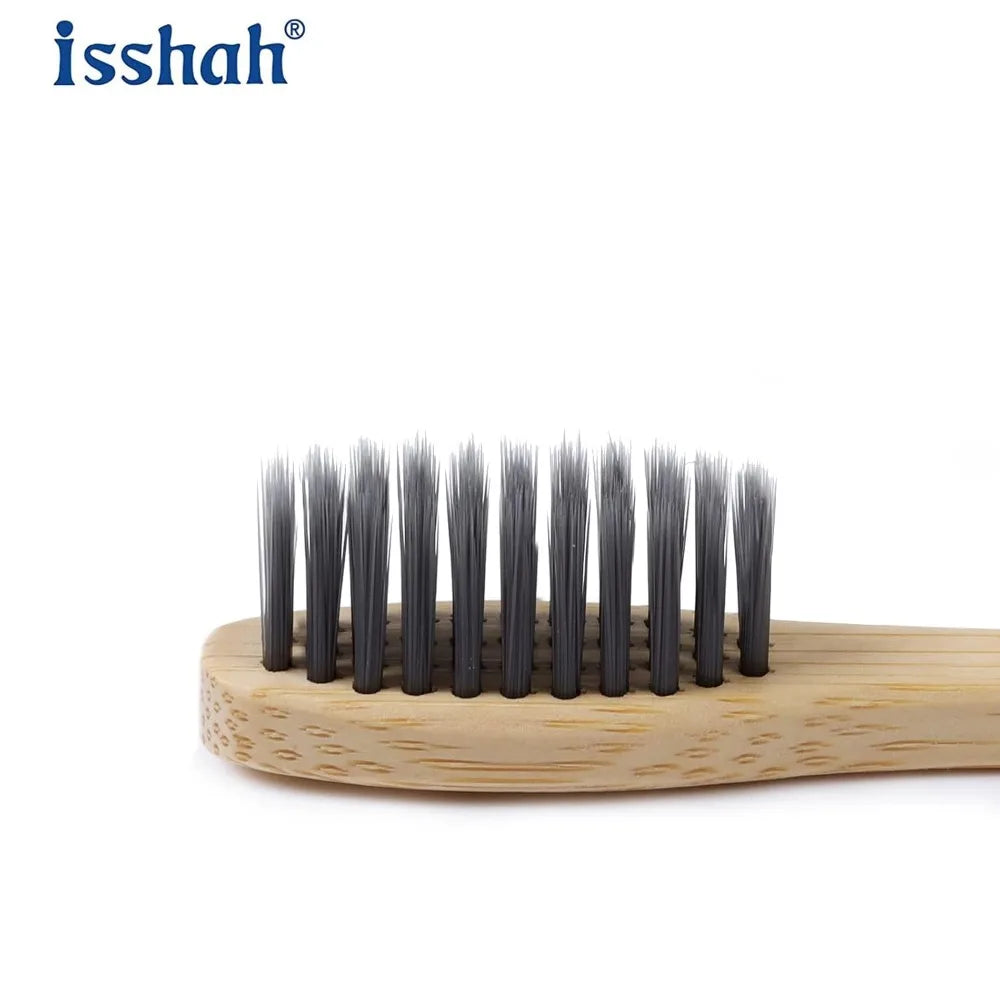 Eco-Friendly Natural Bamboo Charcoal Toothbrushes, FSC Certified & PETA Approved - 12 Pack